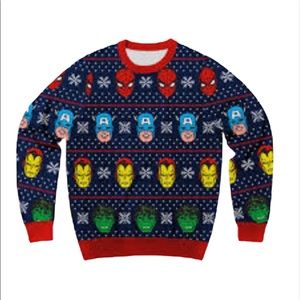 Marvel Sweater Men’s size large Iron Man, Hulk,
Spiderman, and Captain America